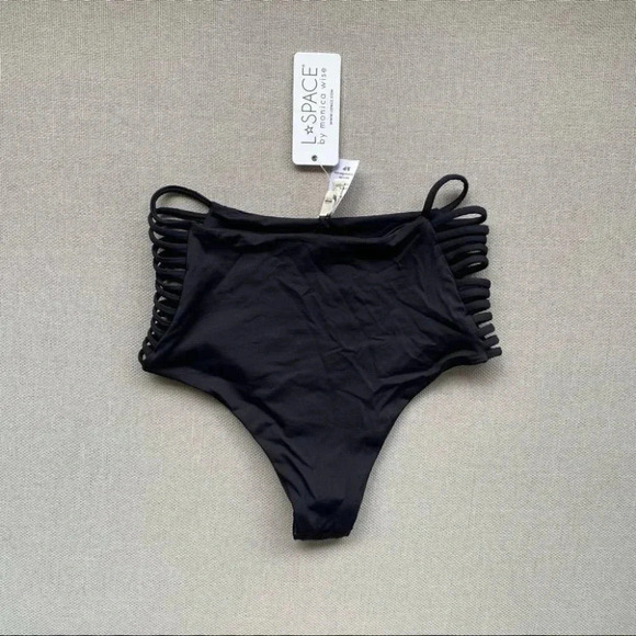 NWT L*Space Harrington Bitsy Swim High Waist Bikini Bottoms in Black - Picture 4 of 7